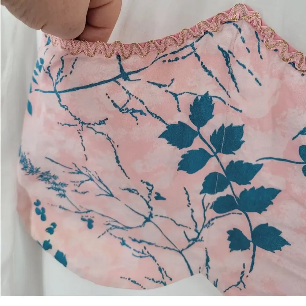 Vintage White Pink‎ Floral Half Apron Cottage Coquette Soft Girl Style